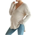 thumbnail image 4 of Juslio Maternity Sweaters Cardigans Outerwear Sweaters V Neck Knit Button Khaki, 4 of 6