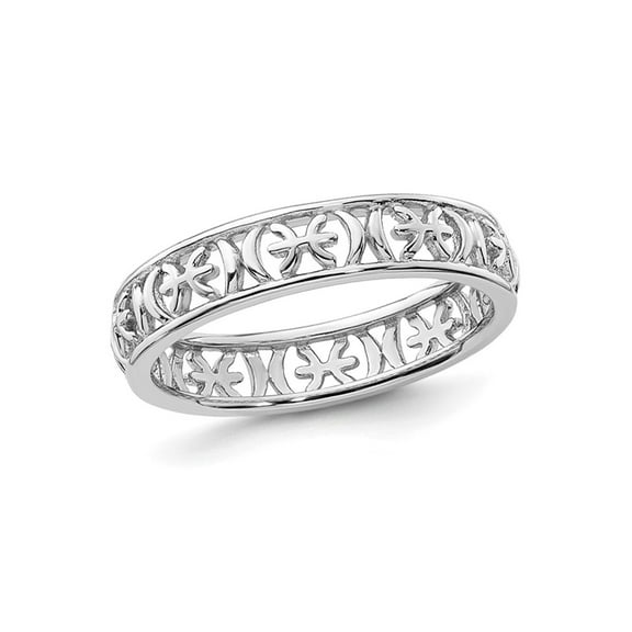 Gem & Harmony Sterling Silver Pisces Zodiac Astrology Ring Band for Women