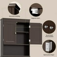 thumbnail image 4 of Over the Toilet Storage, Bathroom Storage Cabinet with Adjustable Shelf, Double Doors, and Open Shelf, Dark Brown, 4 of 10