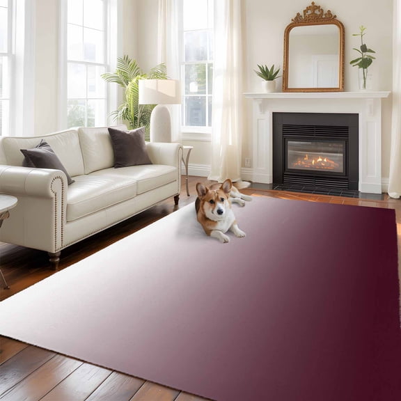 Romantic Burgundy Large Area Rugs 8x10 ft Gradient Washable Rug Non Slip Indoor Carpet Absorbent Floor Mat for Living Room Bedroom Dining Room