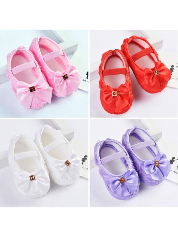 Baby Girls Bow Bridal Prom Wedding Party Baptism Christening Shoes ...