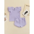 thumbnail image 4 of BSongo Baby Shorts Set Solid Color Rib Knit Round Neck Flying Sleeve Tops + High Stretch Shorts Set 3M-3T, 4 of 9