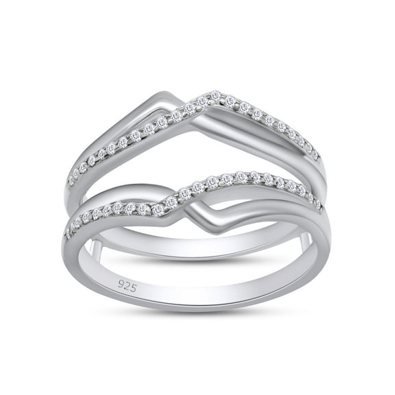 AFFY 1.40CT Moissanite Diamond Infinity Wedding Band Guard Ring Enhancer for Women 14K White Gold over Silver-4