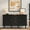 55" Black with 3 Drawers, variant on Laintene Sideboard with 3 Drawers, 55" Buffet Cabinet with Storage, Sliding Tambour Doors & 2 Adjustable Shelves, Mid Century Accent Storage Cabinet for Kitchen, Living Room, Hallway, Walnut