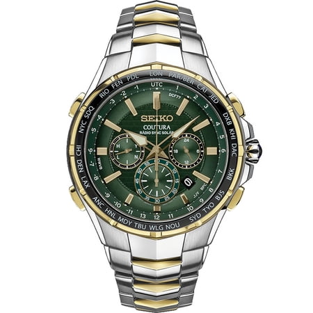 Seiko Coutura Perpetual World Time Chronograph Green Dial Men's Watch SSG022P9