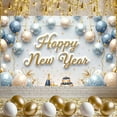 thumbnail image 3 of Gold Lettering Happy New Year Banner Blue Gold Theme New Year Party Banner Balloon Decor Disco Ball Design Festive Banner for New Year Party Home Celebration Indoor Decoration, 3 of 9