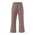 thumbnail image 5 of HongQid Womens Linen Capris Pants High Waist Drawstring Comfy Casual Lightweight Loose Trousers with Pockets, 5 of 5