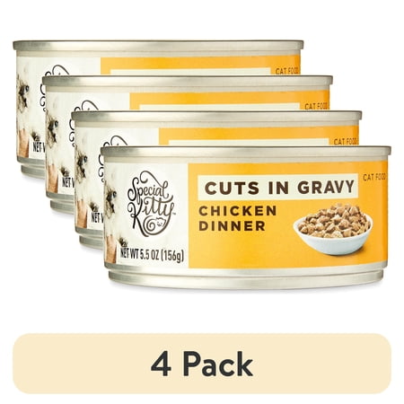 (4 pack) Special Kitty Chicken Cuts in Gravy Wet Cat Food, 5.5 oz Can