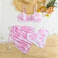thumbnail image 2 of Girls' Bikini Sets with Skirts Vacation Beach Tie Dye Floral Print Three Piece Swimsuit, 2 of 6