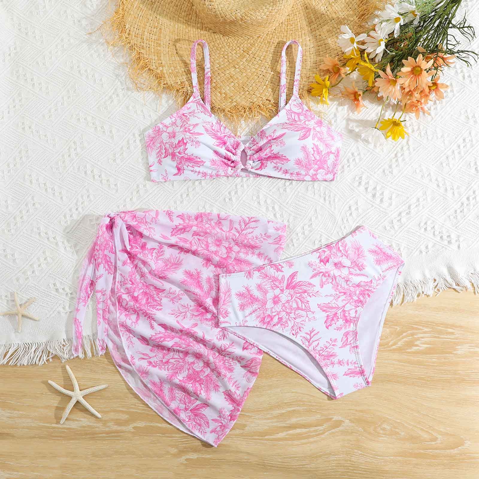 Teen Girls Swimsuits 3 Piece Bathing Suit With Cover Ups Beach Skirt Teen Girls Swimsuits 3 Piece Bathing Suit With Cover Ups Beach Skirt