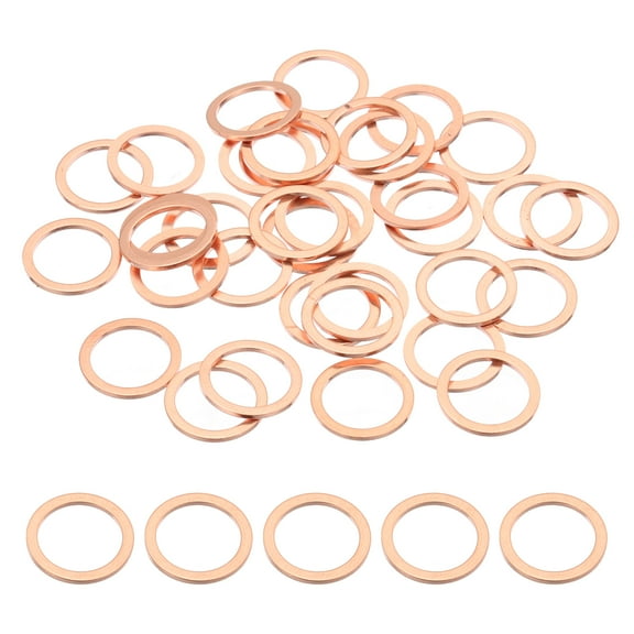 35PCS M12 Copper Washers, M12x16x1mm Copper Crush Washer Metric Flat Washers Sealing Washers Assortment Kit Oil Drain Plug Gasket Ring for Automotive Battery Vehicles Screws Bolt