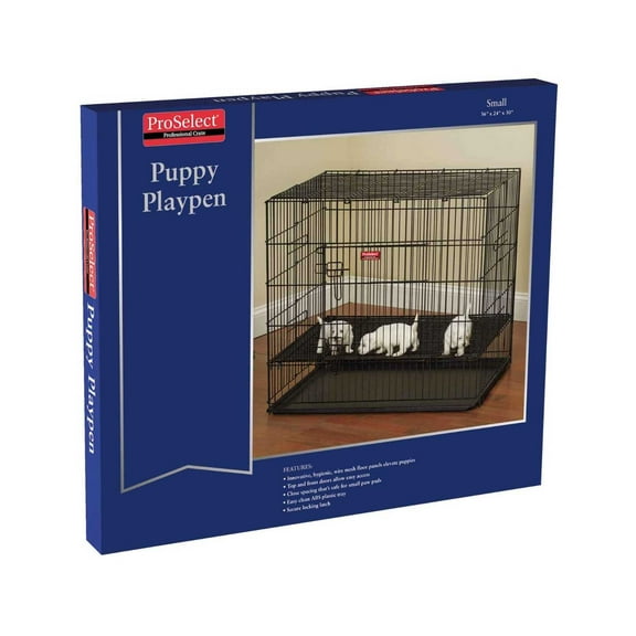 Proselect ZW064 24 17 Puppy Playpen with Plastic Pan Sm Black S