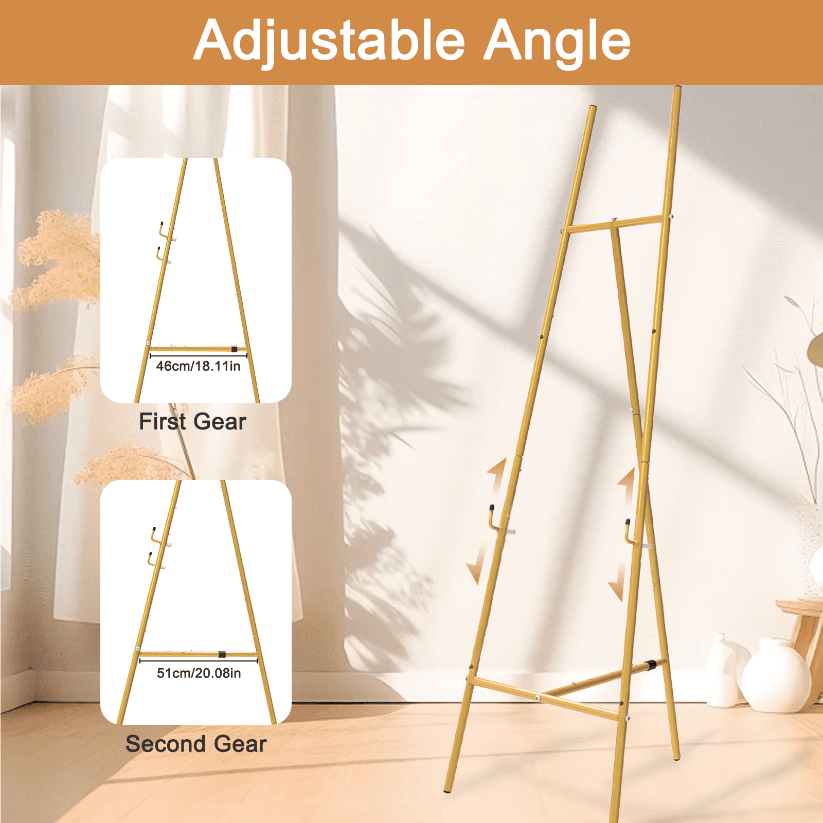 Yacona Easel Stand for Sign, Adjustable Poster Stand, Heavy Duty Metal Art Easels for Display, Welcome Sign, Posters, Painting, Gold