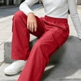 thumbnail image 7 of BNOXUT Teen Girl's Cargo Pants Wide Leg Elastic High Waist Child Girl Casual Workout Running Hiking Trousers with Multi-pocket(14-15Years,Red), 7 of 7
