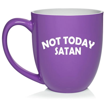 

Not Today Satan Funny Ceramic Coffee Mug Tea Cup Gift for Her Him Friend Coworker Wife Husband (16oz Purple)
