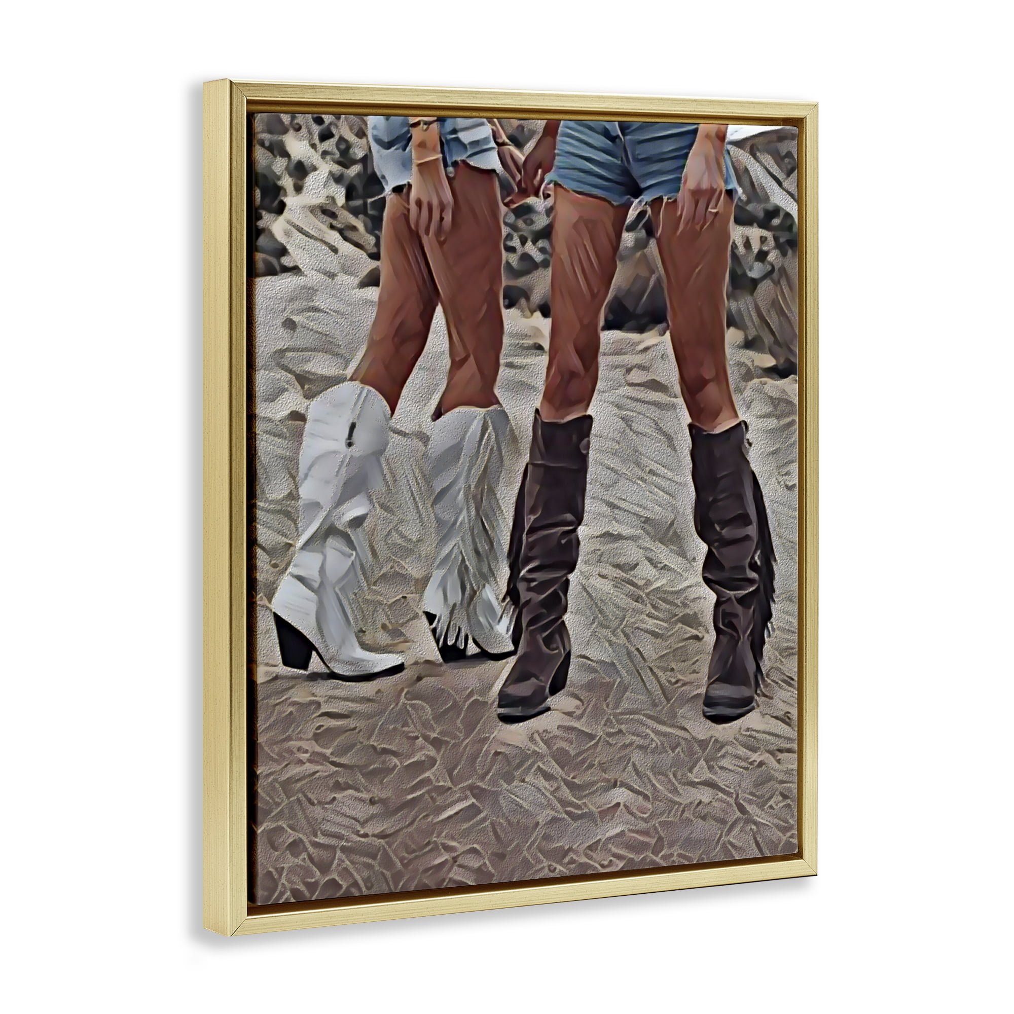 Rodeo Girls Friendship Gold Framed Floater Canvas Wall Art, design by Jesse Keith
