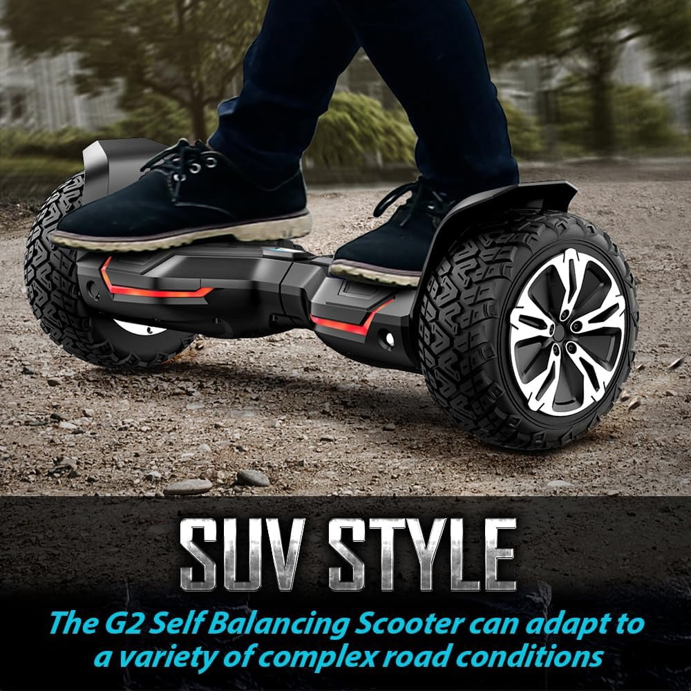 Gyroor Warrior 8.5 inch All Terrain Off Road Scooter with Bluetooth Speakers and LED Lights,Self Balancing Scooter for Kids ages 6-12 and Adults