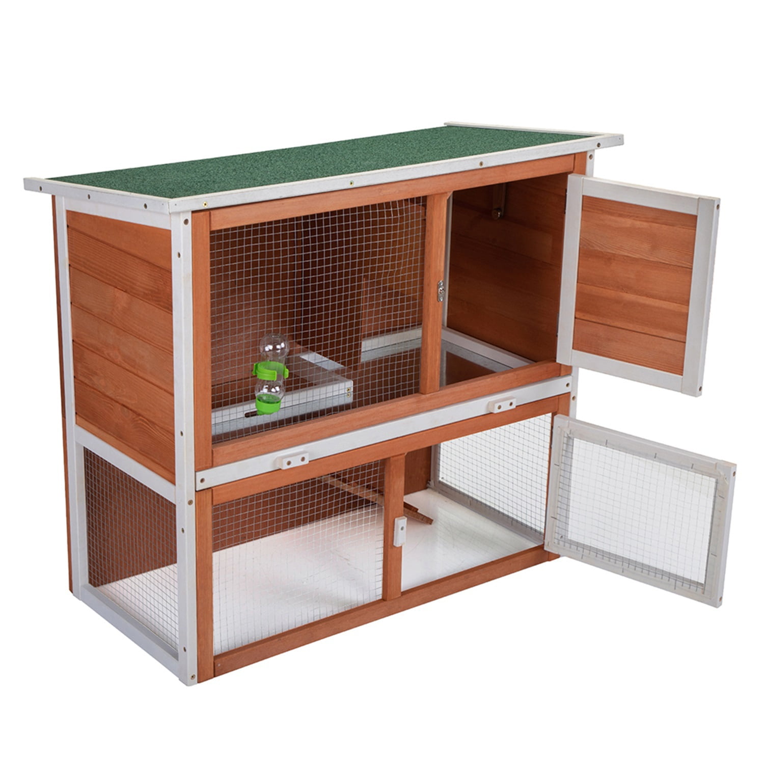 Pefilos Rabbit Cage with Sloped Roof 2-Tier Rabbit Hutch Poultry Cage Pet Hutch, Orange Pefilos Rabbit Cage with Sloped Roof 2-Tier Rabbit Hutch Poultry Cage Pet Hutch, Orange