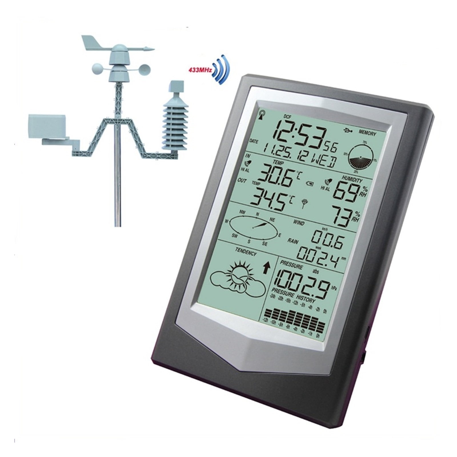Professional Weather Station Household Wireless Thermometer Hygrometer Barometric Pressure Meteorometer ,Easy to Install