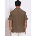 thumbnail image 3 of DARING DIVA Men's Hollow Jacquard Camp Collar Short Sleeve Beach Texture Shirts 2XL Brown, 3 of 7