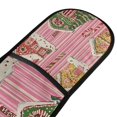 thumbnail image 4 of Yayeee Double Oven Mitt Kitchen Heat Resistant Baking 35" x7" Quilted Glove, Pink Christmas House, 4 of 6