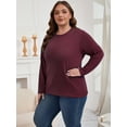thumbnail image 4 of PinkBeautiM Womens Plus Size Tops Long Sleeve Shirts Crew Neck Casual Soft Blouse3 Pack, 4 of 6