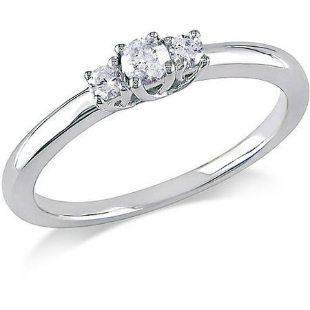 Miabella 1/5 Carat T.W. Diamond Sterling Silver Three-Stone Engagement Ring