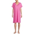 thumbnail image 4 of Secret Treasures Women's and Women's Plus Size Knit V-Neck Nightgown with Short Sleeves, 4 of 5