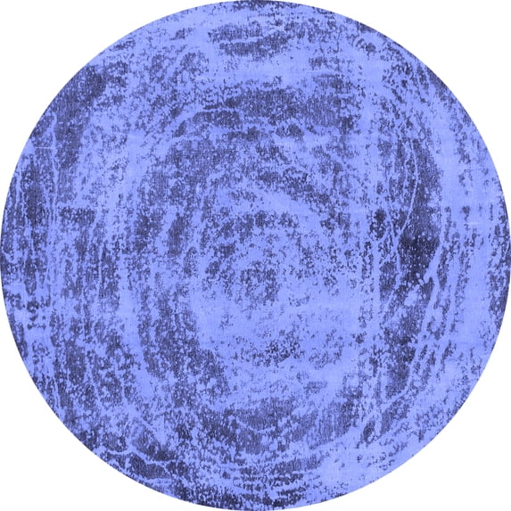 Ahgly Company Indoor Round Abstract Blue Modern Area Rugs, 7' Round