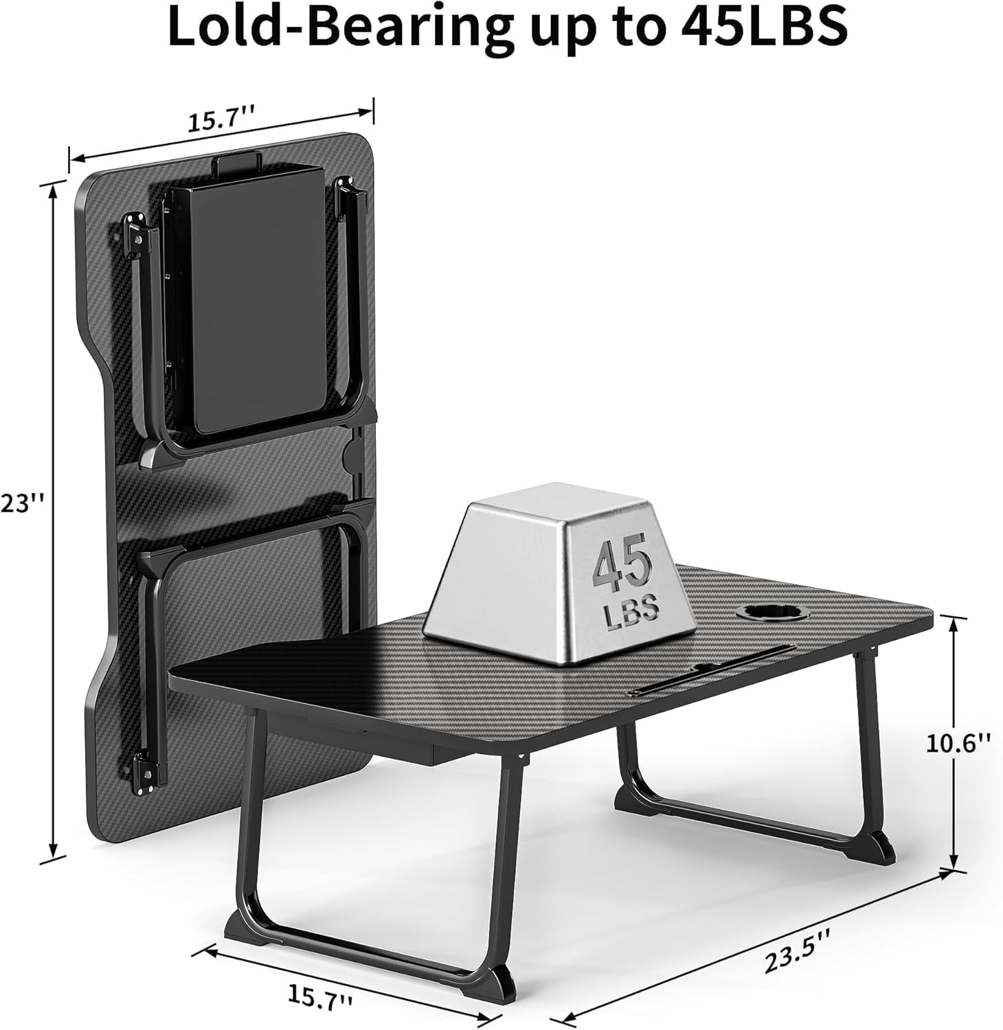 Lap Desk for Adults - Portable Foldable Bed Desk Tray Table Laptop Stand with Storage Drawer/Cup Holder,for Working Reading Writing Eating,Watching Movies for Bed Sofa Couch Floor