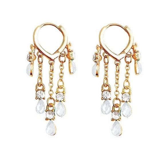HHBEAUTY Tassel Dangle Earrings for Women, White Imitation Diamond Cubic Zirconia Earrings Dangling, Jewelry Gift for Women