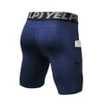 thumbnail image 2 of IYTR Men's Sports Compression Shorts with Phone Pockets Tight Running Gym Fitness Workout Training Baselayer Shorts Navy S, 2 of 4
