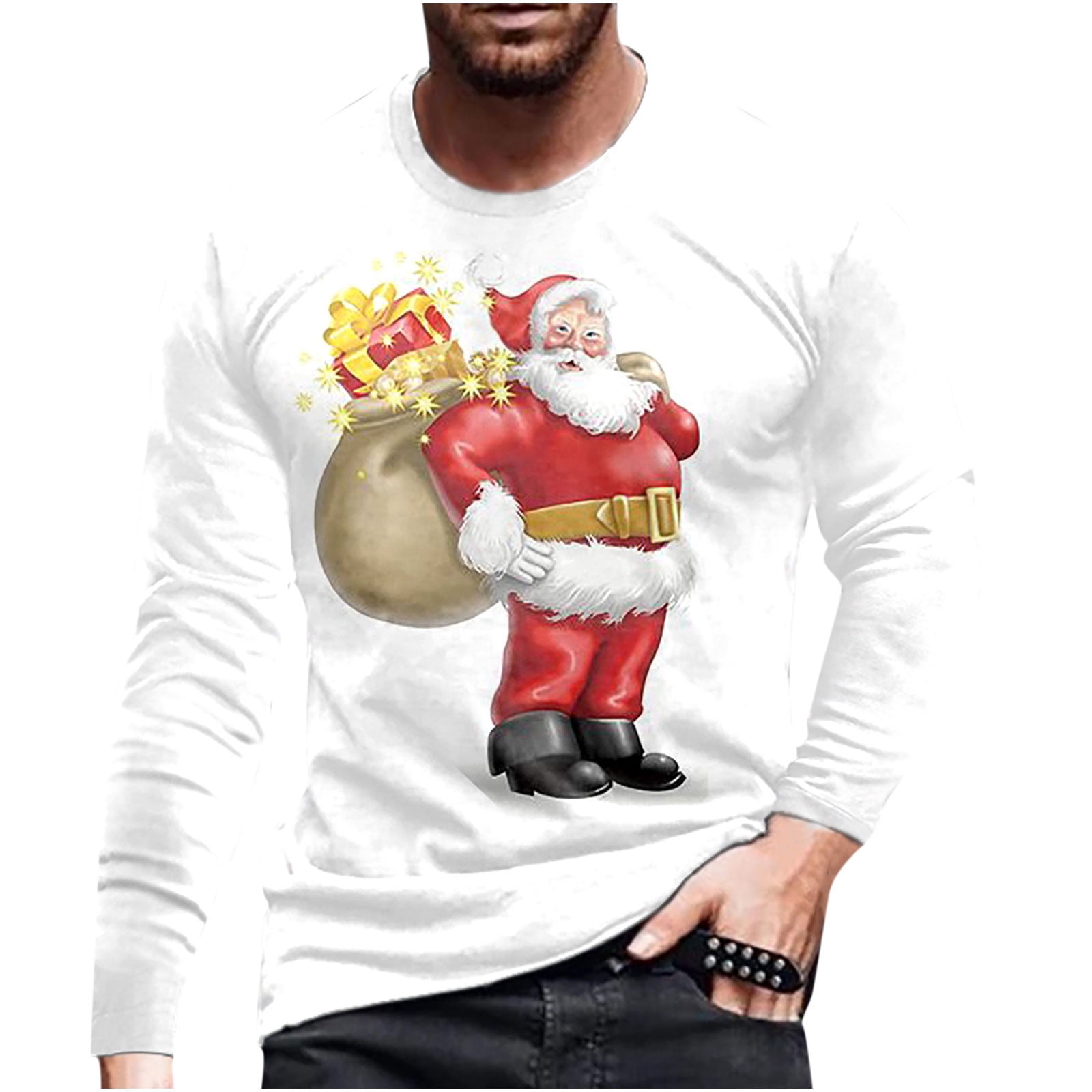 Clearance Christmas Merry Christmas T-shirts for Mens Christmas Holiday Snowmen Print Sweatshirts Long Sleeve Tops - Walmart.com