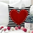 thumbnail image 2 of Valentines Day Pillow Covers 18 x 18 inch Set of 4 for Valentines Decor Red Black Stripes Love Heart I Love You Valentines Day Throw Pillows Decorative Cushion Cases Valentine Decorations, 2 of 6