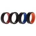 thumbnail image 1 of Juego de anillos de boda de silicona de 2 capas biselados de 8 mm - Negro por ROQ para hombres - Anillo de 4 x 11 mm, 1 of 1