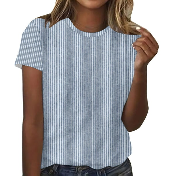 Blusas para las Mujeres Casual Impreso Cuello Redondo Suéter Manga Corta Blusa, Ligero Casual Top