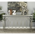 thumbnail image 3 of DecMode 54" x 32" Silver Metal Rectangular Geometric Console Table with Mirrored Glass Top, 1-Piece, 3 of 11
