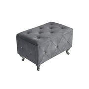 Home Design Bodhi Upholstered 30 Flip Top Storage Bench with Diamond Tufted Velvet Seat, Spacious Hidden Storage, and Multi-Purpose Rectangular Design for Bedroom or Living Room, Silver Gray