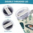 thumbnail image 5 of Butterflies Leaves Green 40 oz Tumbler with Handle Insulated&nbsp;Travel Mug&nbsp;Lid Straw Leak Proof Steel Vacuum Water Bottles Glasses Fits in Car Cup Holder, 5 of 7