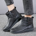 thumbnail image 6 of Stylish Women's Ankle Boots Casual Lace Up Solid Color Flat Wide Mouth Comfortable Footwear for Large Sizes Short Boots, 6 of 9