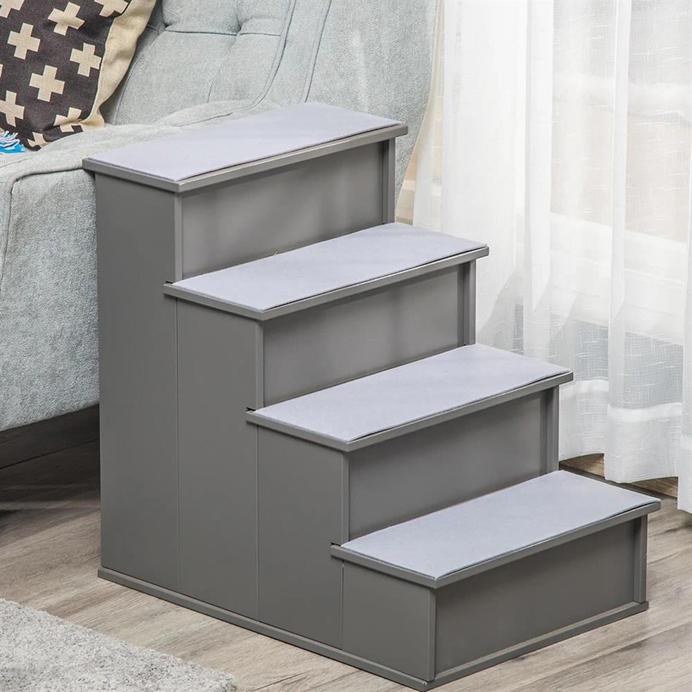 Topcobe Pet Stairs, Small Dog Steps for Couch Bed with Cushioned Removable Covering, 15.75" x 23.25" x 21.25", Dog Steps for Bed, Indoor Pet Steps & Furniture, Gray