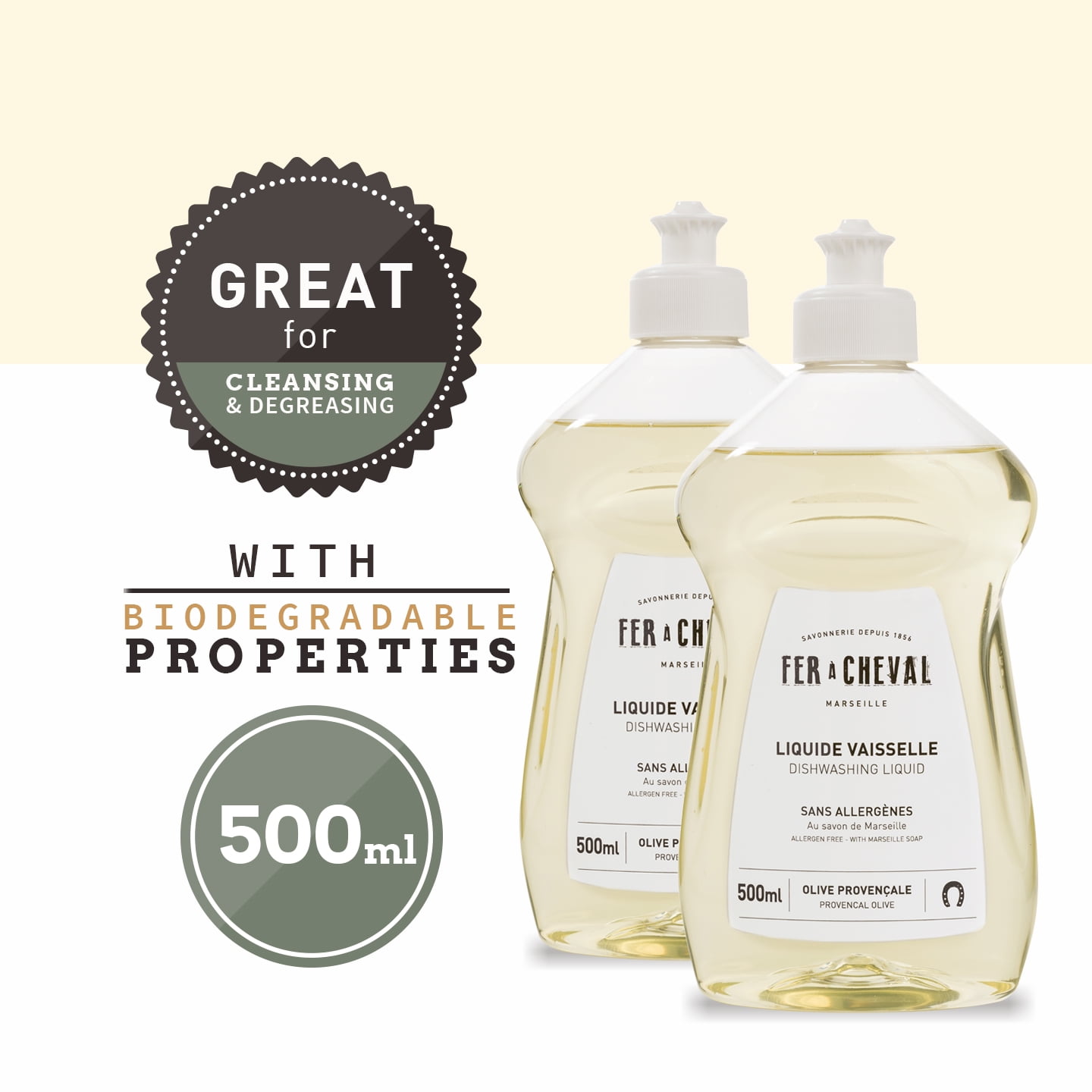Fer A Cheval Dishwashing Liquid 2-Pack 2 x 500ml Gentle on Skin