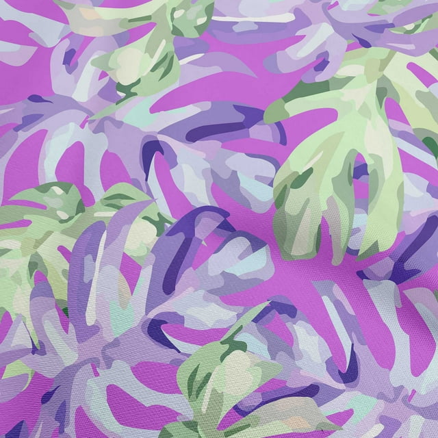 oneOone Rayon Purple Fabric Tropical Palm Leaf Sewing Craft Projects Fabric Prints By Yard 56 Inch Wide