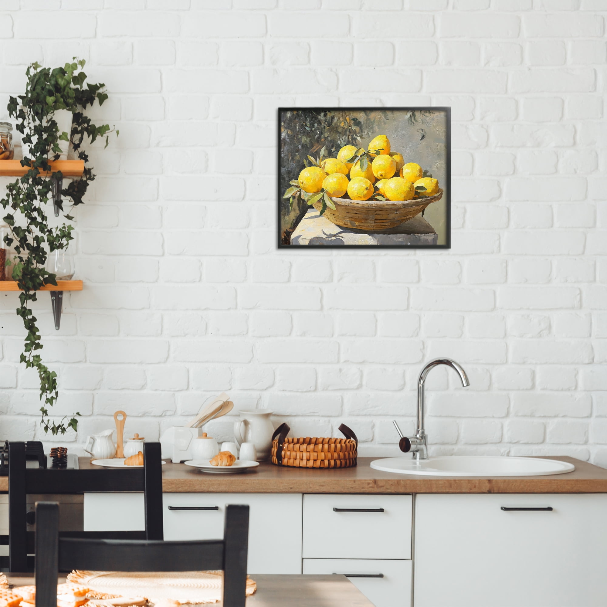 Stupell Industries Basket of Lemons in Sunlight Black Framed Giclee Art, design by Creative Studio