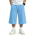 thumbnail image 2 of ZACPNCV Boys Girls Capri Sweatpants Elastic Waist Drawstring Lounge Capris Wide Leg Cropped Pants with Pockets Workout Joggers 11-12Years Blue, 2 of 9