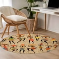 thumbnail image 6 of 4ft Round Rug Brown Boho Area Rugs for Living Room Bedroom Washable Non Slip Circle Rug Low Pile Farmhouse Vintage Ethnic African Women Indoor Floor Carpet for Kitchen Entryway Office Dining Room, 6 of 9
