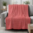 thumbnail image 2 of Vintage Coral Red Blanket Soft Cozy Warm Throw Blanket for Couch, Plush Fuzzy Flannel Fleece Blankets for Sofa, Farmhouse Retro Solid Color Linen Texture Bed Blankets Gifts for Men, 50"x80", 2 of 9