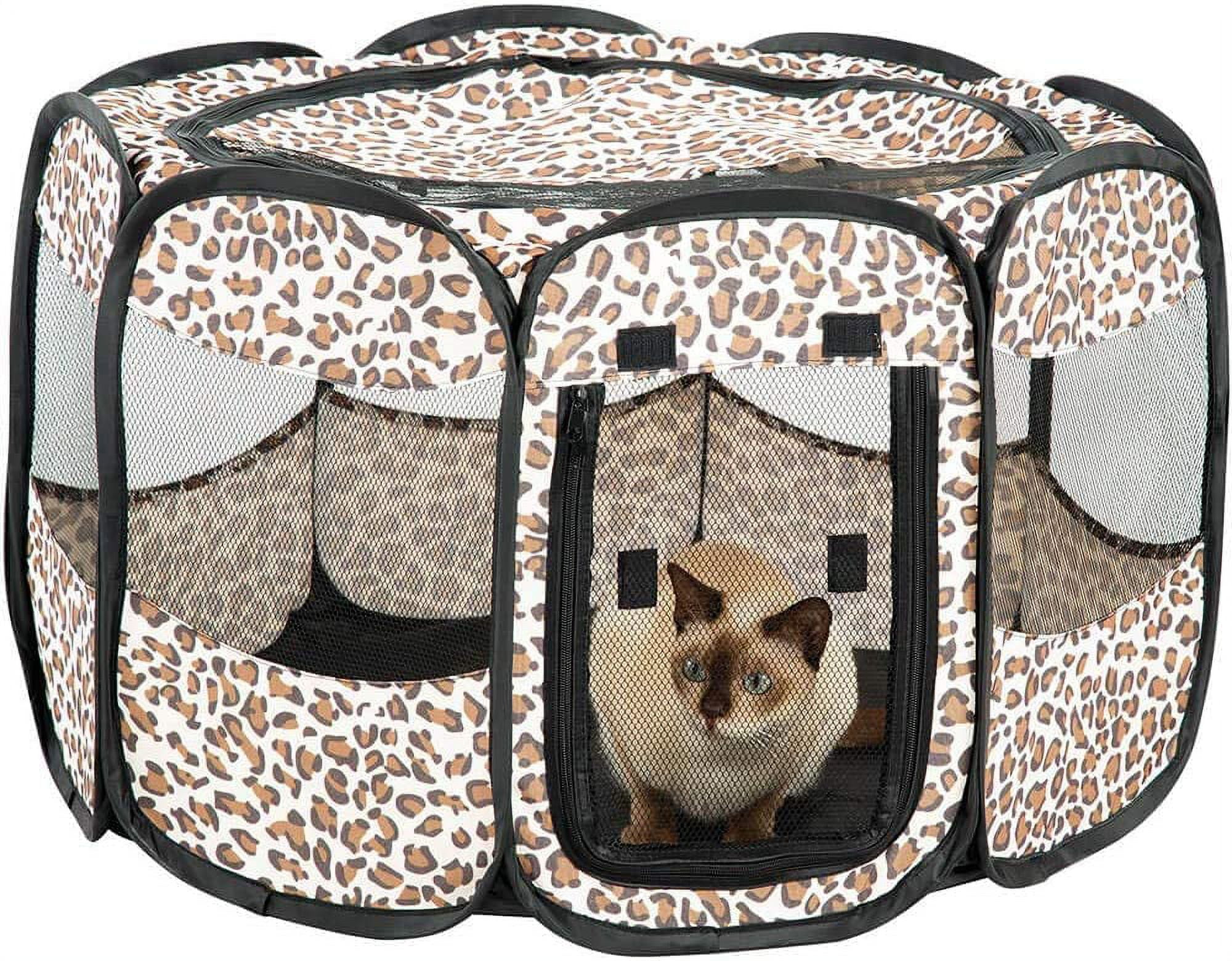 Portable Dog Tent Pen -  Outdoor & Indoor Puppy Playpen - Play Tent Enclosure -Leopard Print