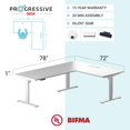 thumbnail image 2 of PROGRESSIVE DESK Bureau Debout en Forme L 78x72, Coin 3 Hauteur Réglable Bureau Exécutif Électrique - Cadre White, White Chaud, 2 of 9