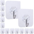 thumbnail image 1 of Paquete de 14 ganchos autoadhesivos, ganchos resistentes al agua, ganchos transparentes fuertes sin costuras para baño, cocina, sala de estar kaili Sencillez, 1 of 6